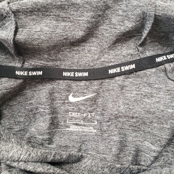 Nike Swim Mens Dri Fit Gray Hooded Long Sleeve Shirt Size L Beach Athleisure - Picture 4 of 5